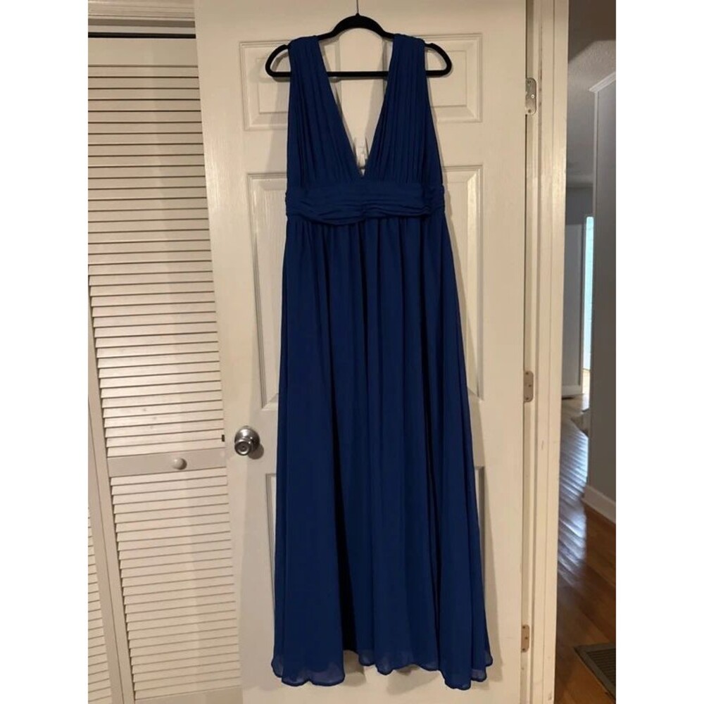 Lulu's Deep V Navy Blue Maxi Dress
